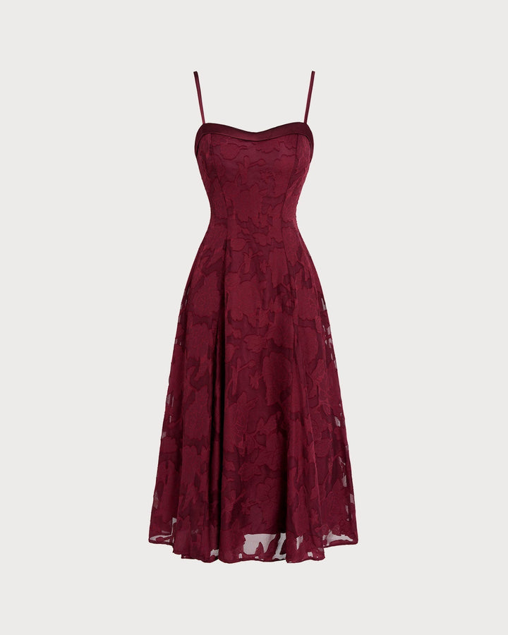 Sienna | Sweetheart Jacquard Slip Midi Dress