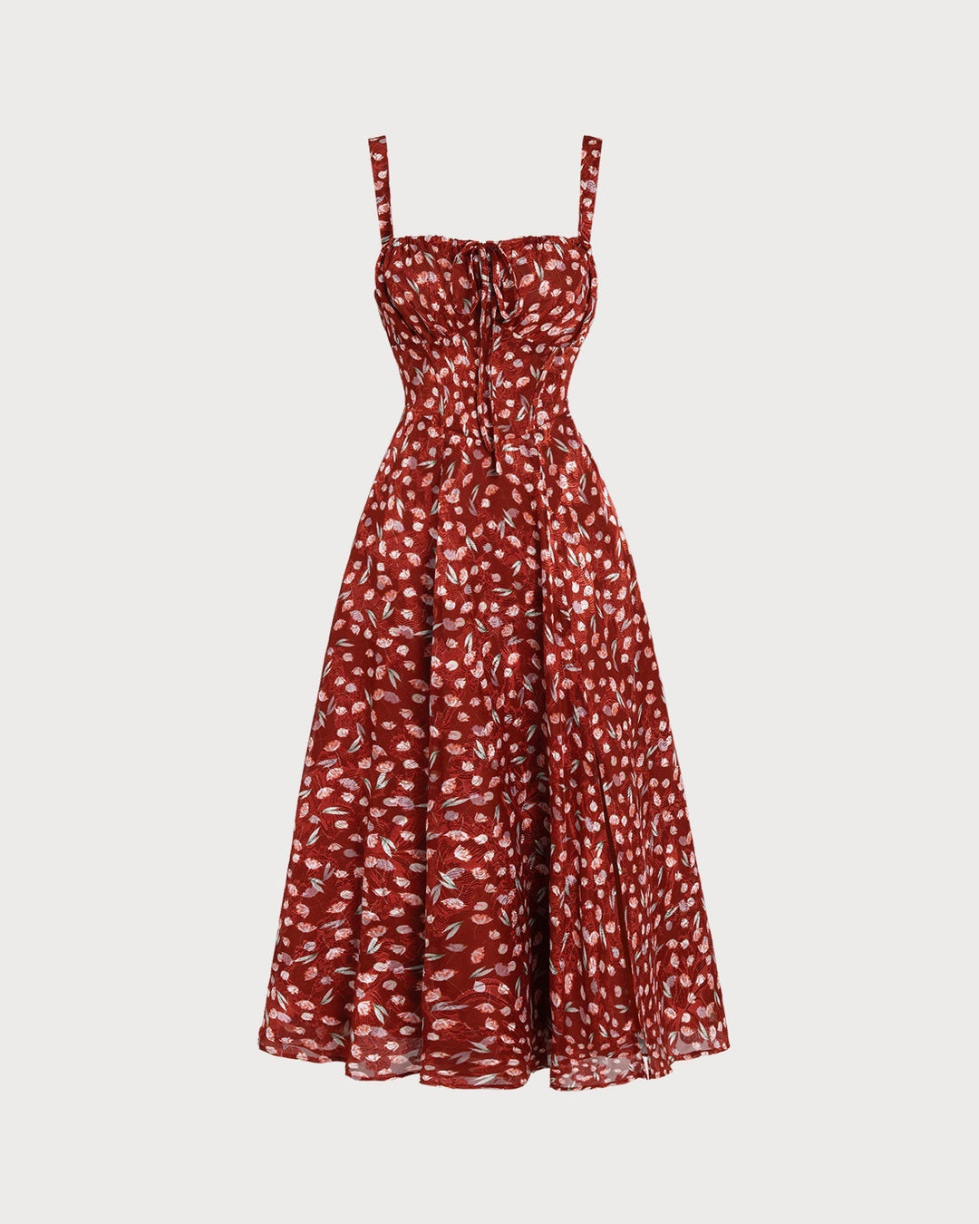 Leona | Floral Print Spaghetti Strap Midi Dress