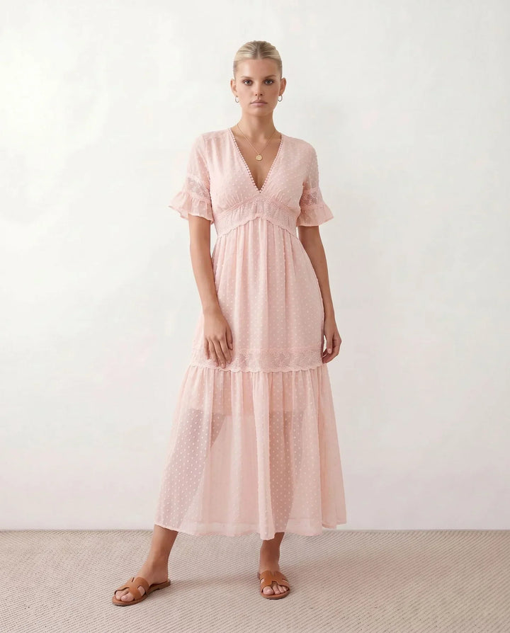 Vera | Polka Dot Empire Waist Maxi Dress