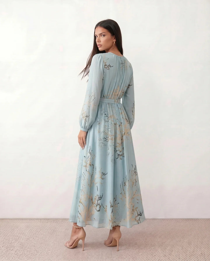 Saskia | Abstract Print Satin-Look Maxi Dress