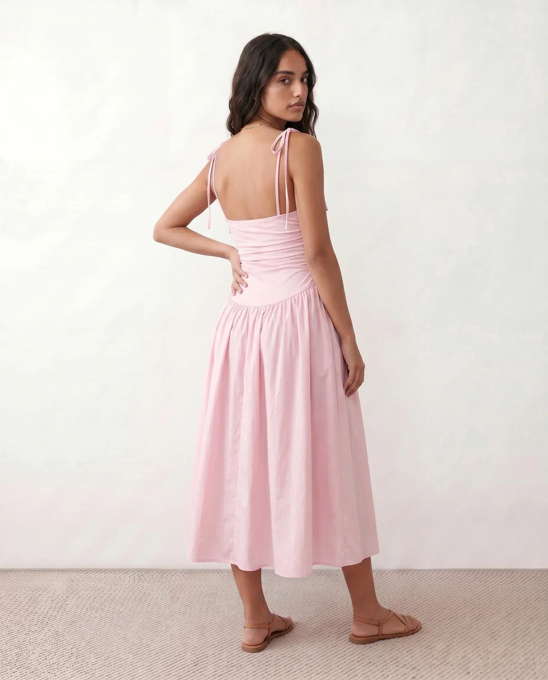 Mabel | Spaghetti Strap Low Back Midi Dress