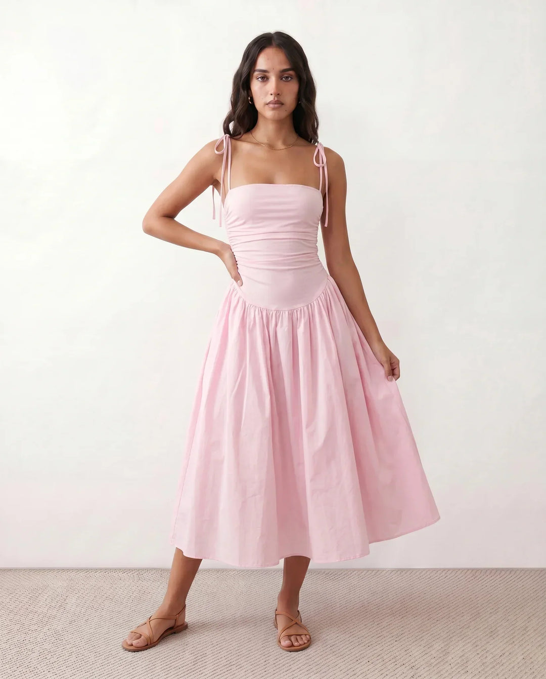 Mabel | Spaghetti Strap Low Back Midi Dress