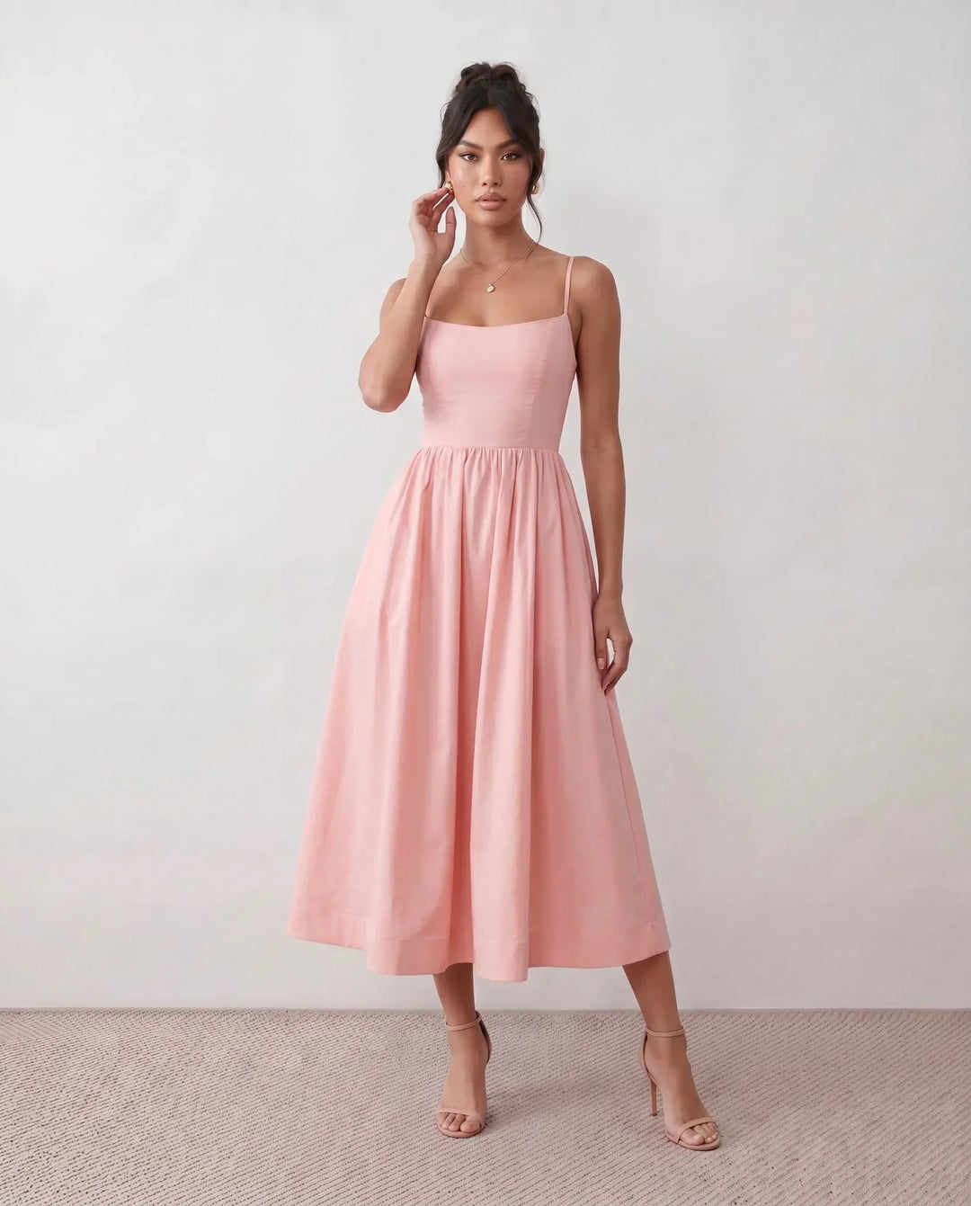 Layla | Spaghetti Strap Low Back Midi Dress