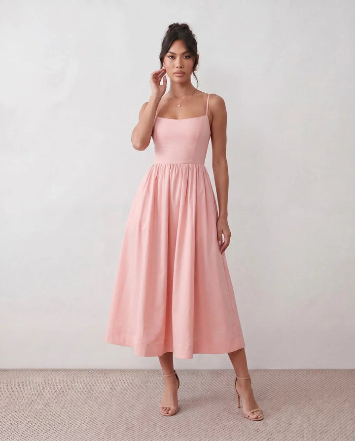 Layla | Spaghetti Strap Low Back Midi Dress