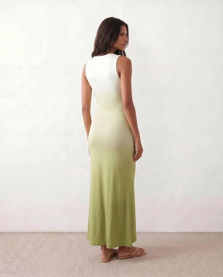 Naveah | Plunge Neck Fitted Maxi Dress
