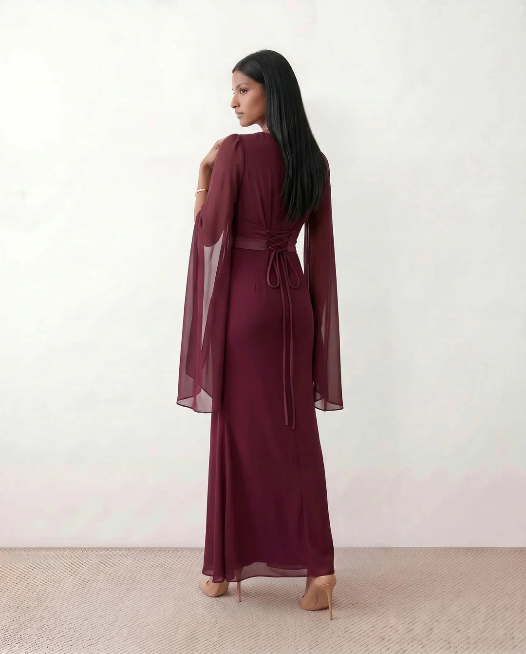 Elin | Lace-Up Mermaid Maxi Dress