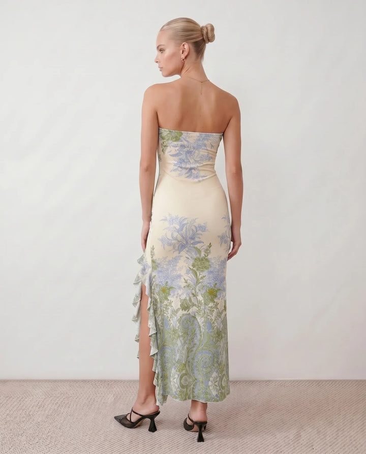 Madelyn | Strapless Floral Print Maxi Dress