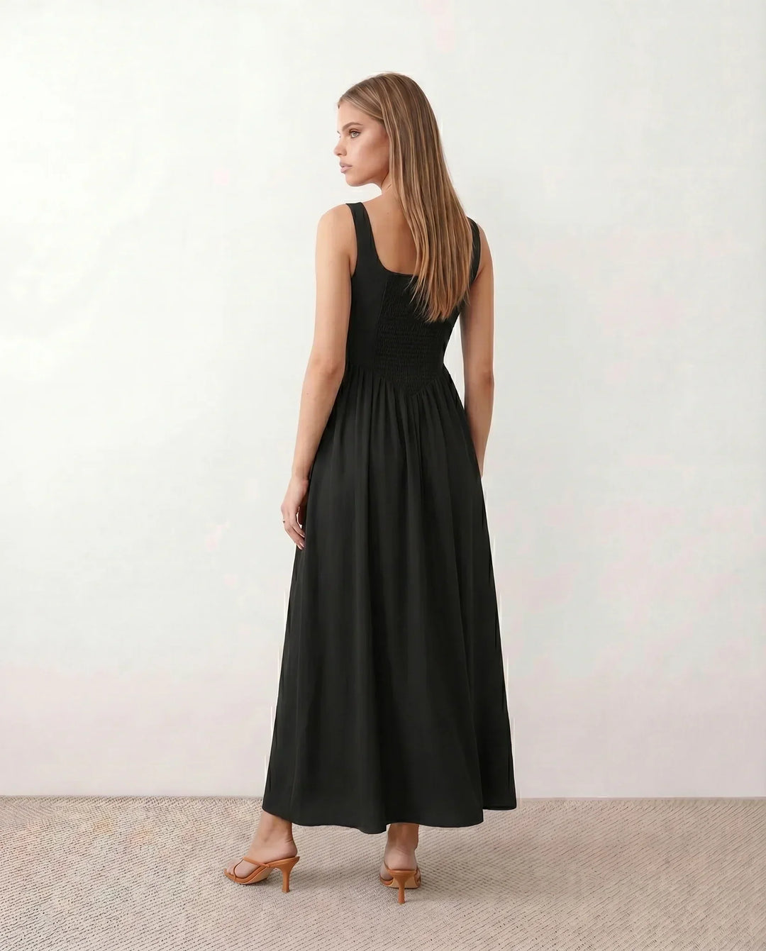 Colleen | Basque Waist A-Line Maxi Dress