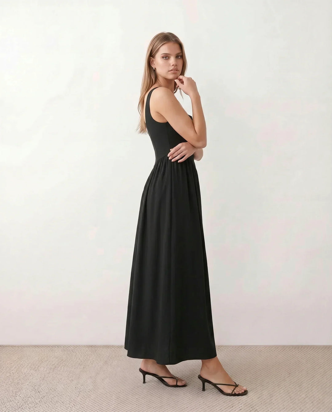 Colleen | Basque Waist A-Line Maxi Dress