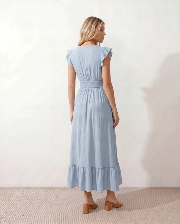 Mirtha | Low Back Ruffle Detail Midi Dress