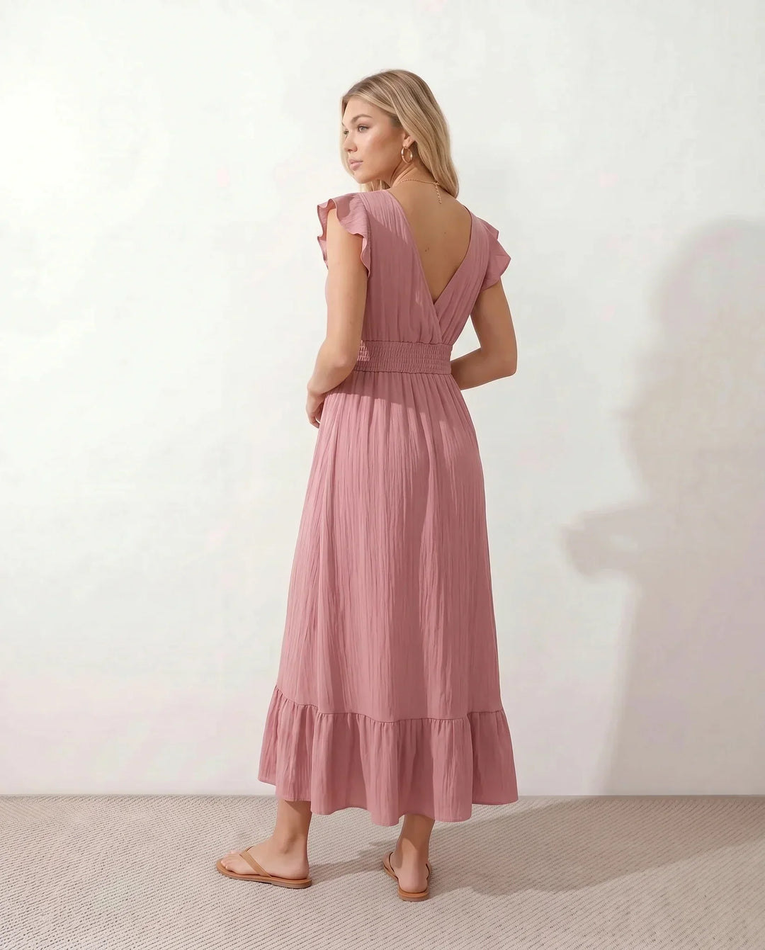 Mirtha | Low Back Ruffle Detail Midi Dress