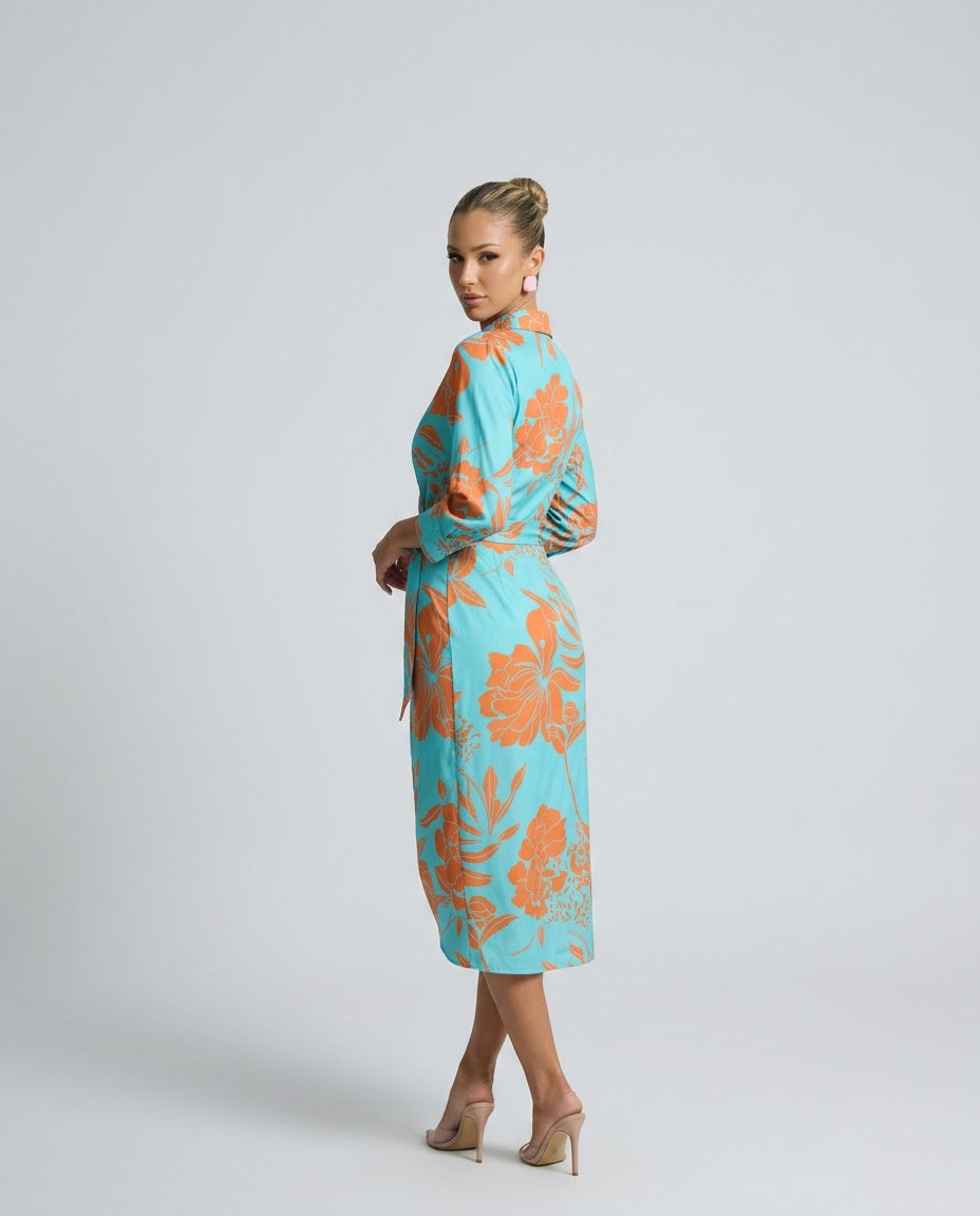 Esmee | Wrap Midi Dress in Print &amp; Solid colors