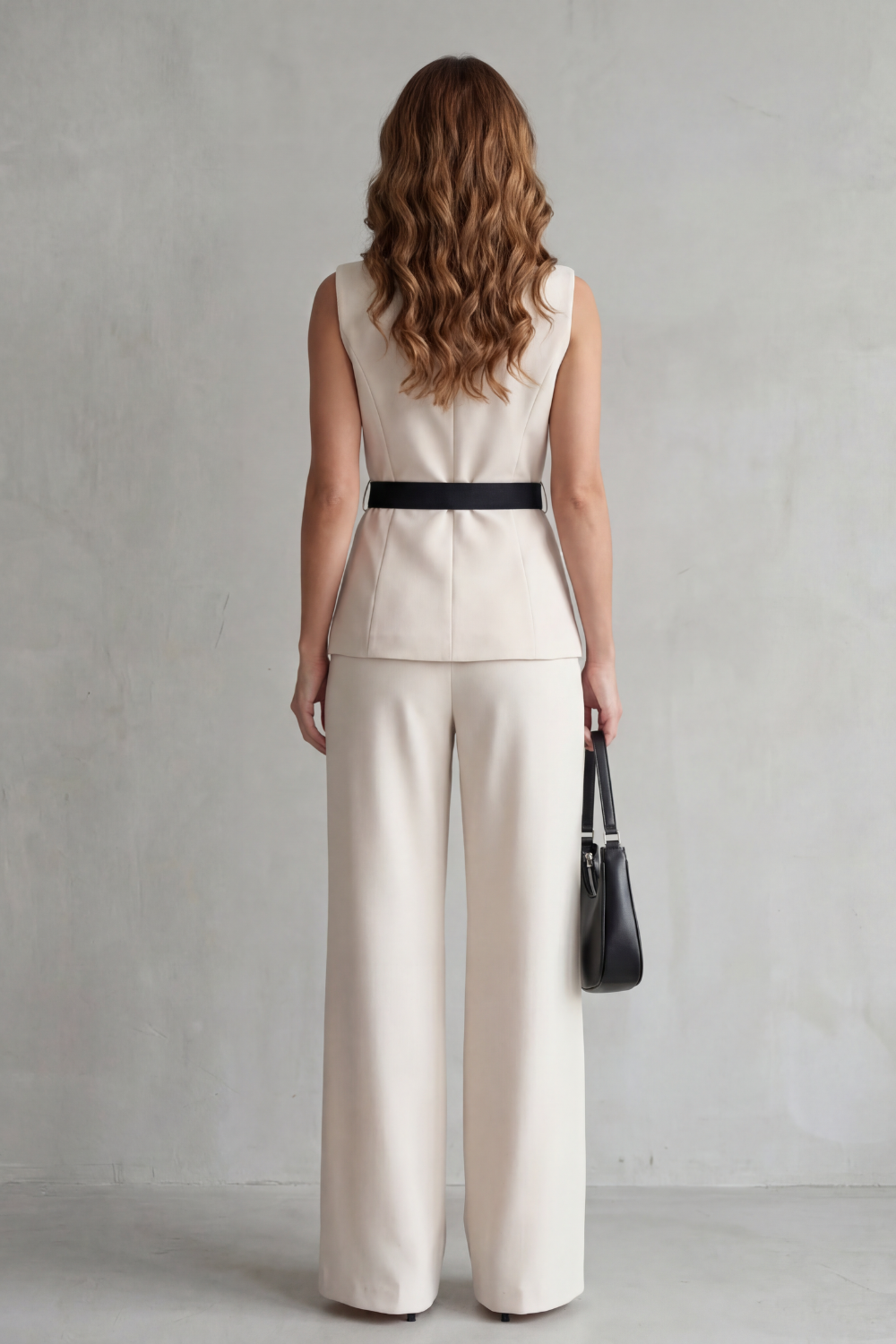 Bellavive | Two-Tone Lapel Sleeveless Pant Suit