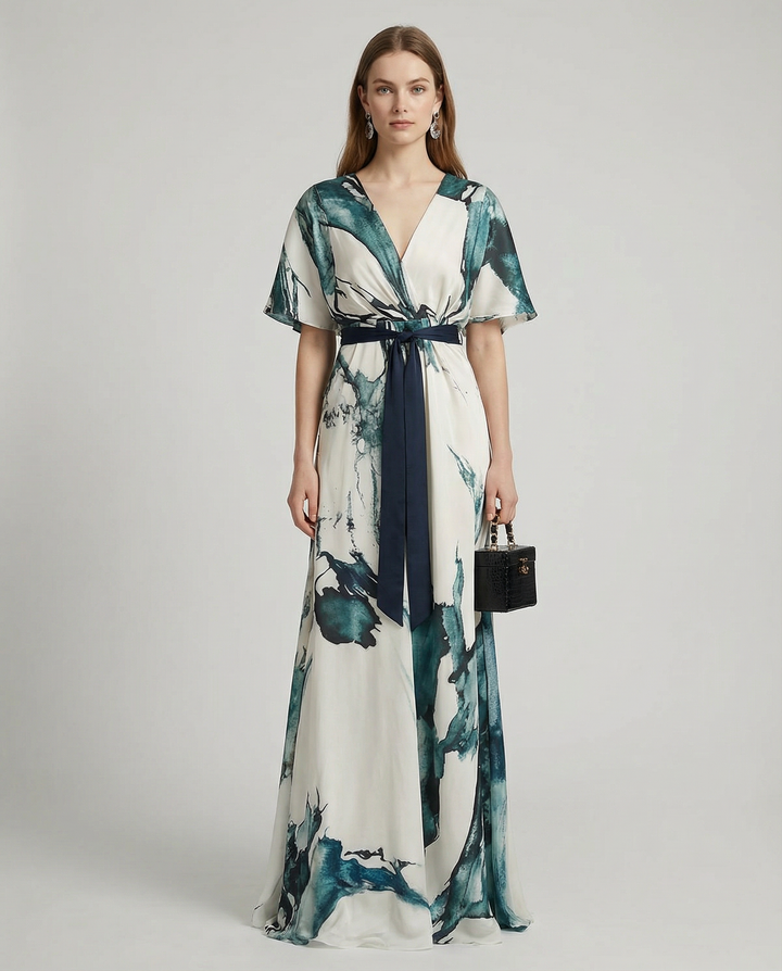 Sienna | Floral Maxi with Deep V Neck