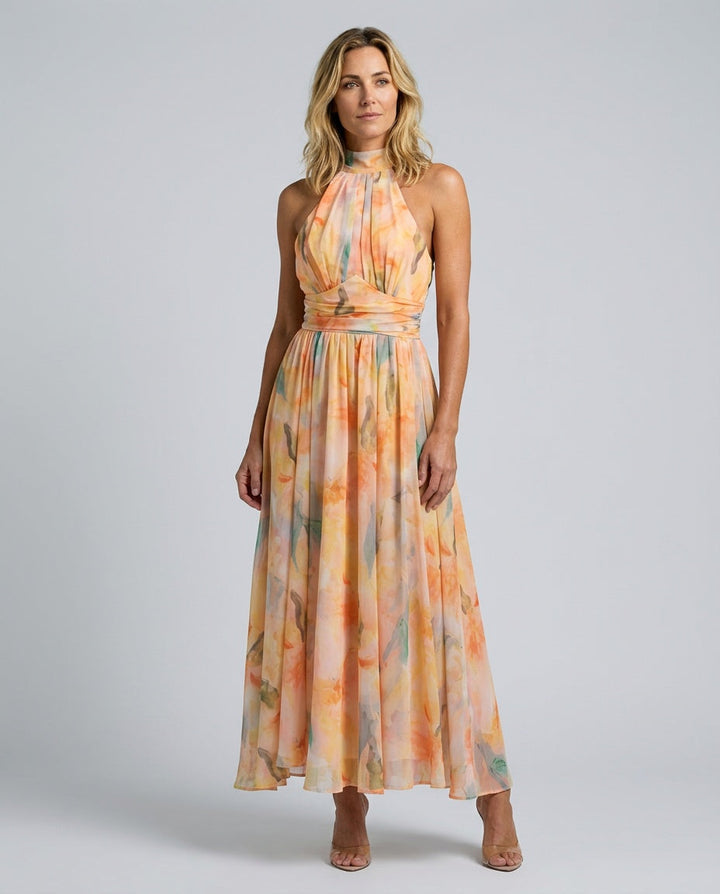 Zara | Watercolor Print Summer Maxi Dress