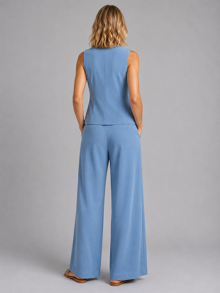 Marlowe | Sleeveless Waistcoat &amp; Wide-Leg Pants Co-Ord Set