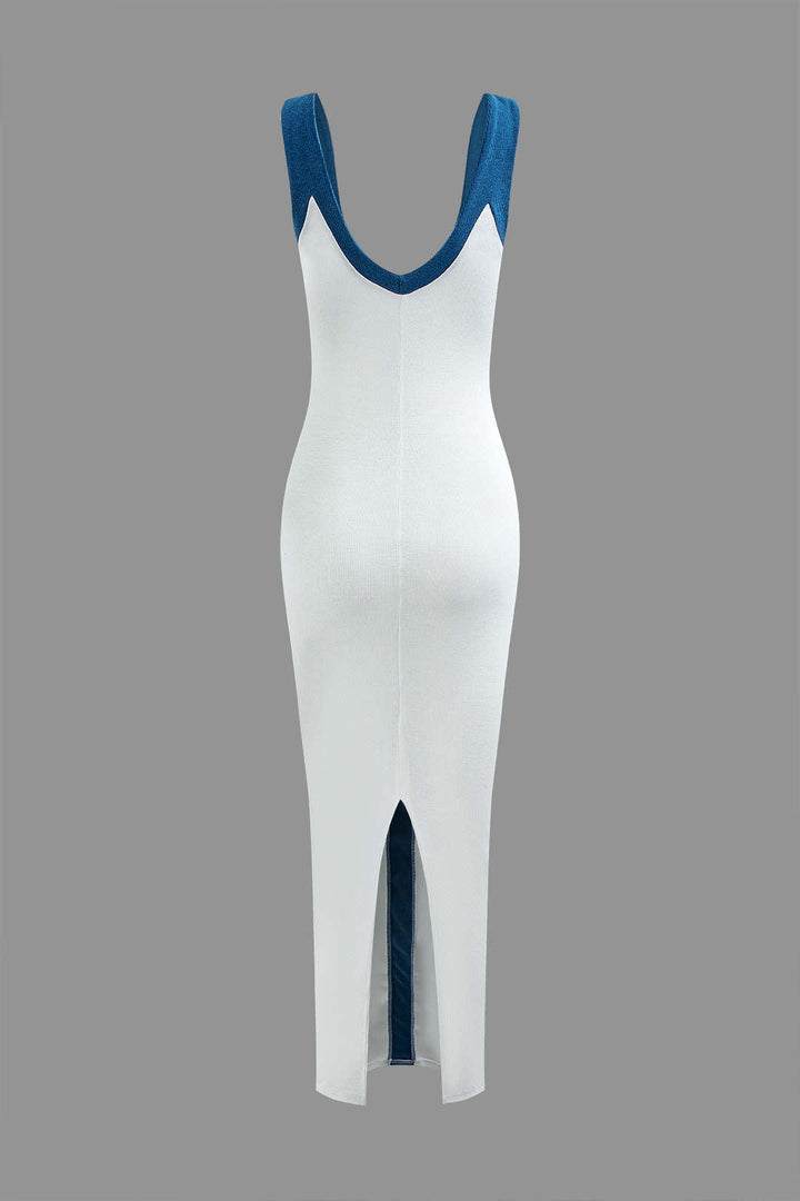 Serena | Colorblock Ribbed V-Neck Maxi