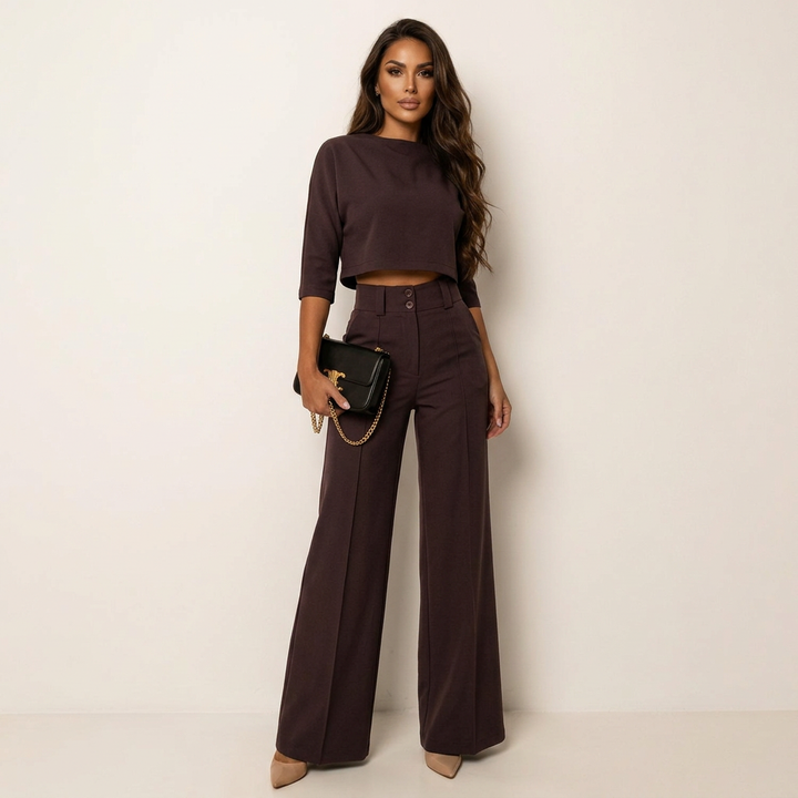 Cora | Cropped Blazer Wide-Leg Pant Set