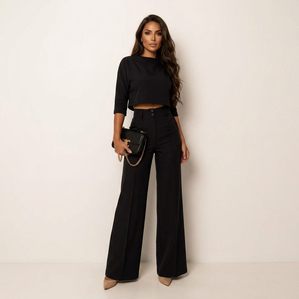 Cora | Cropped Blazer Wide-Leg Pant Set