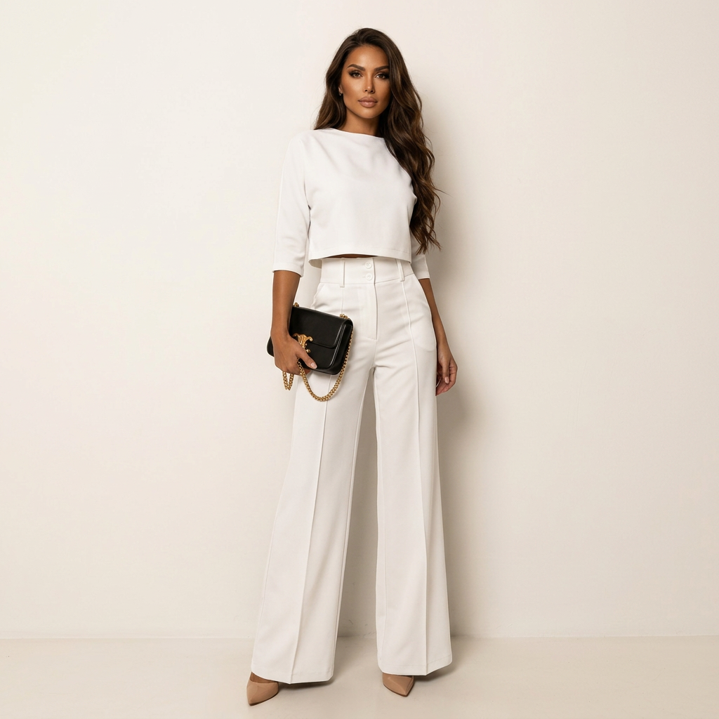 Cora | Cropped Blazer Wide-Leg Pant Set