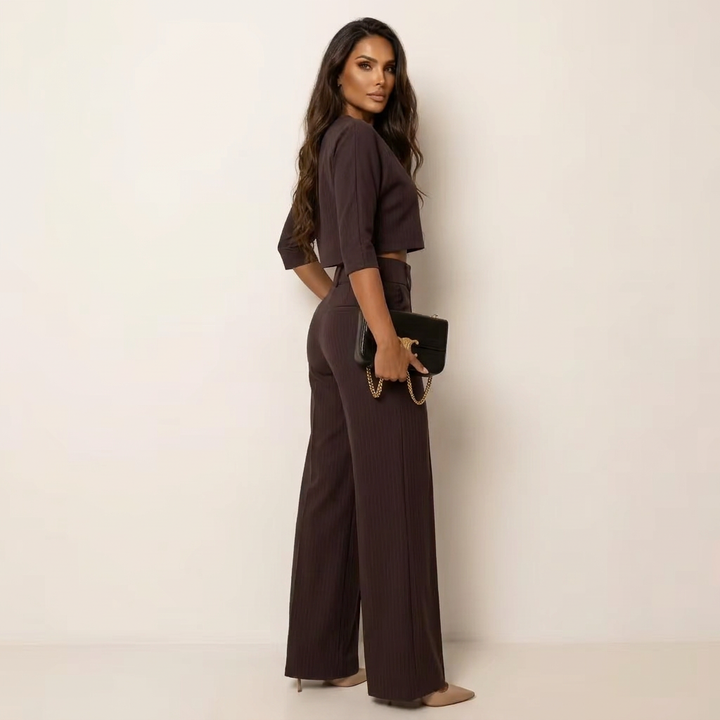 Cora | Cropped Blazer Wide-Leg Pant Set