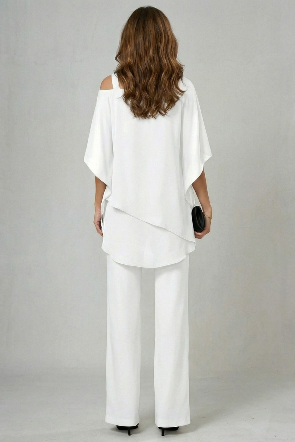 Élaria | Asymmetric Off-Shoulder Chiffon Top &amp; Pant Set