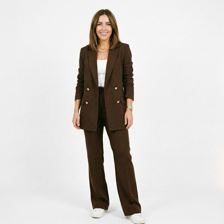 Orla | Long Jacket &amp; Flared Pants Suit Set