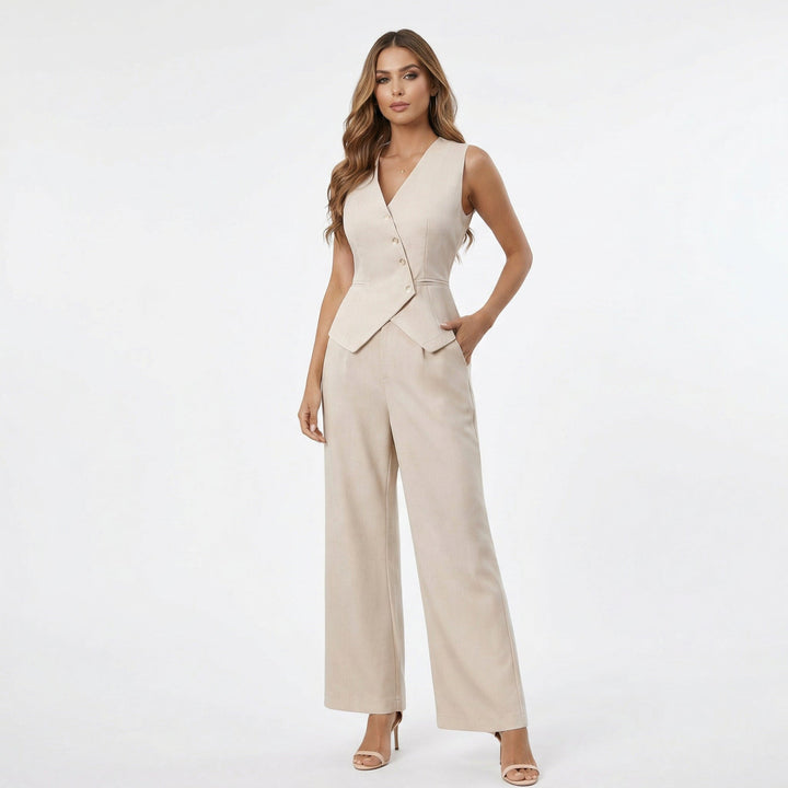 Lena | Sleeveless Vest &amp; Wide Leg Pants Set