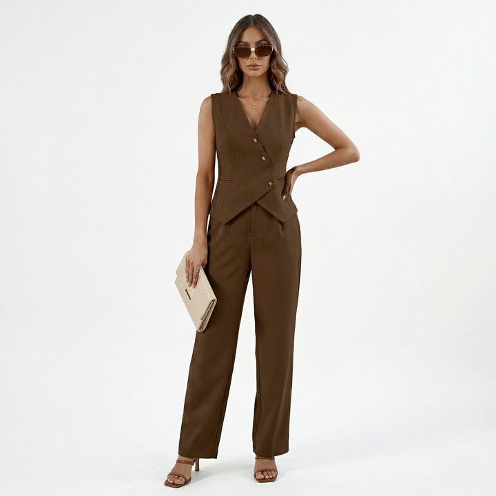 Lena | Sleeveless Vest &amp; Wide Leg Pants Set