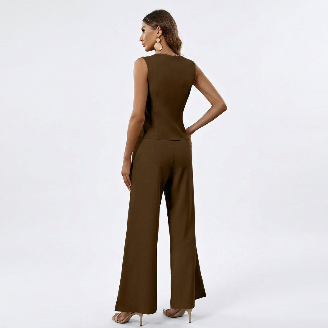Lena | Sleeveless Vest &amp; Wide Leg Pants Set