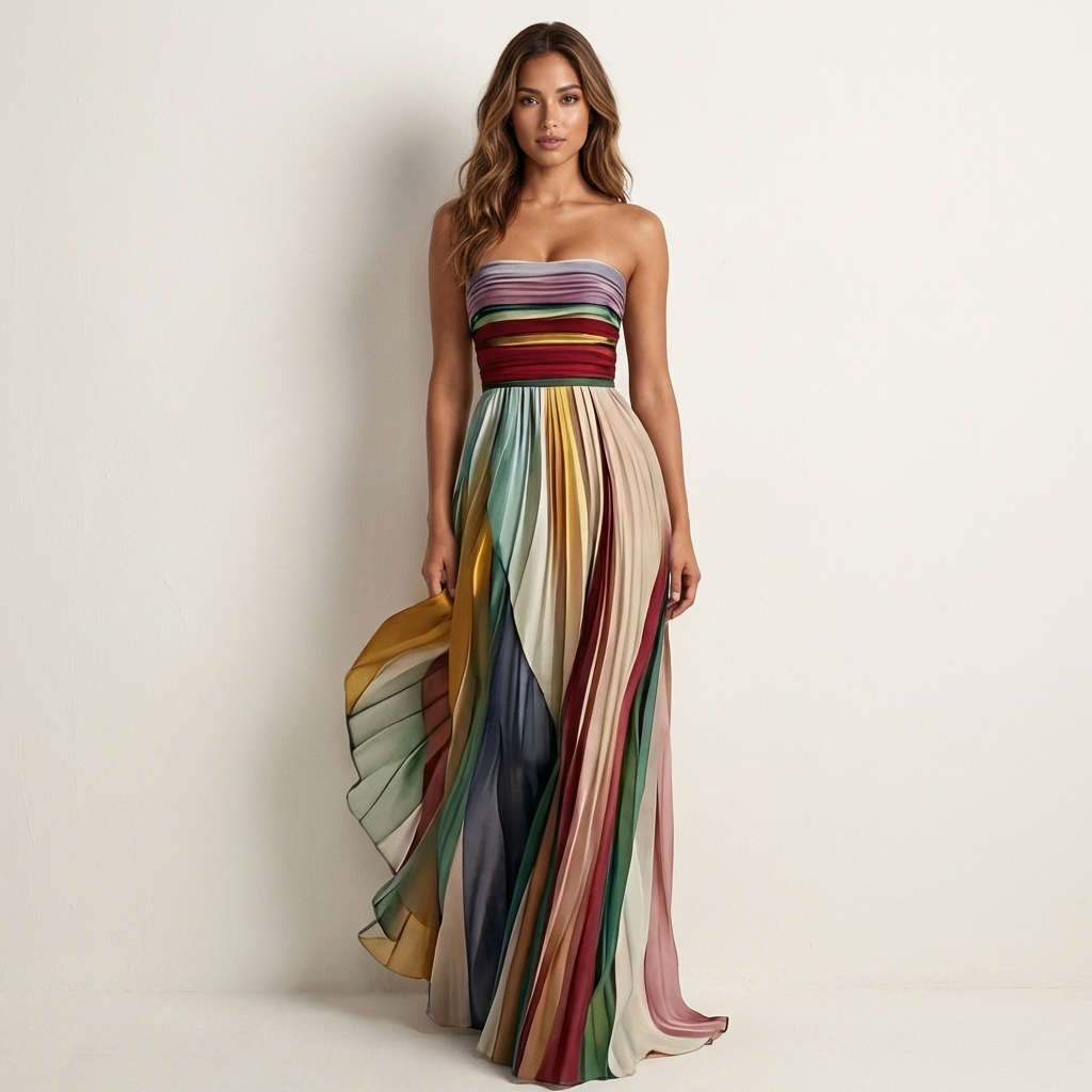Celeste | colorful Pleated Maxi