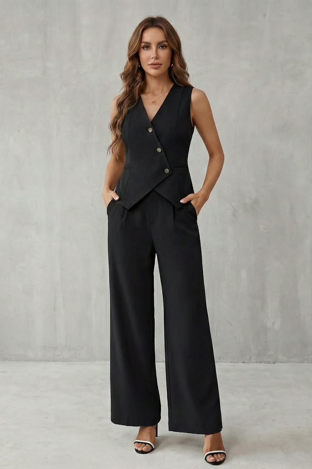 Opal | Tailored Sleeveless Vest &amp; Pant Set