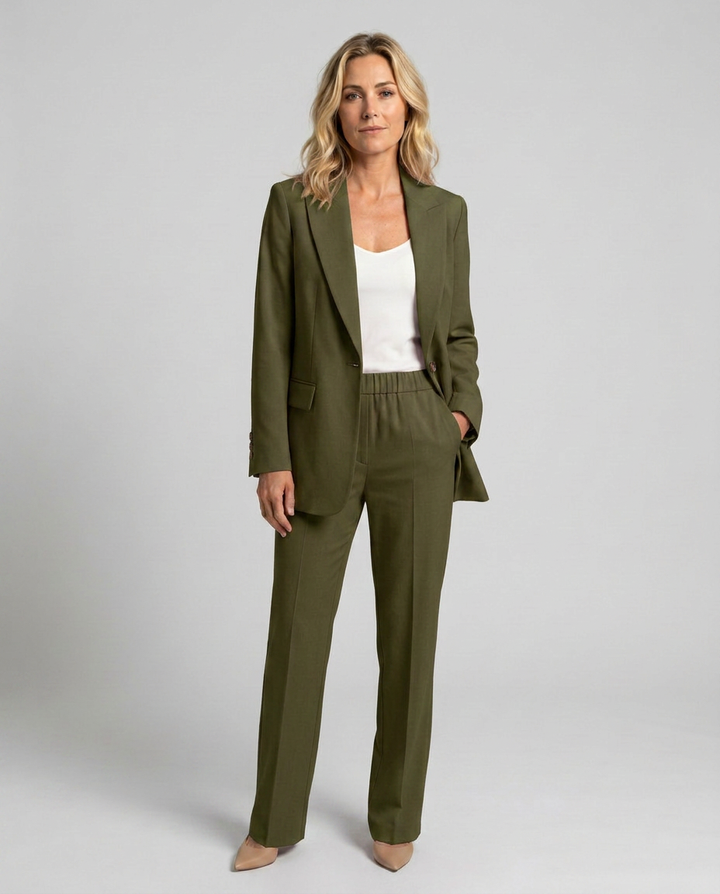 Elise | Blazer Set with Straight-Leg Pants