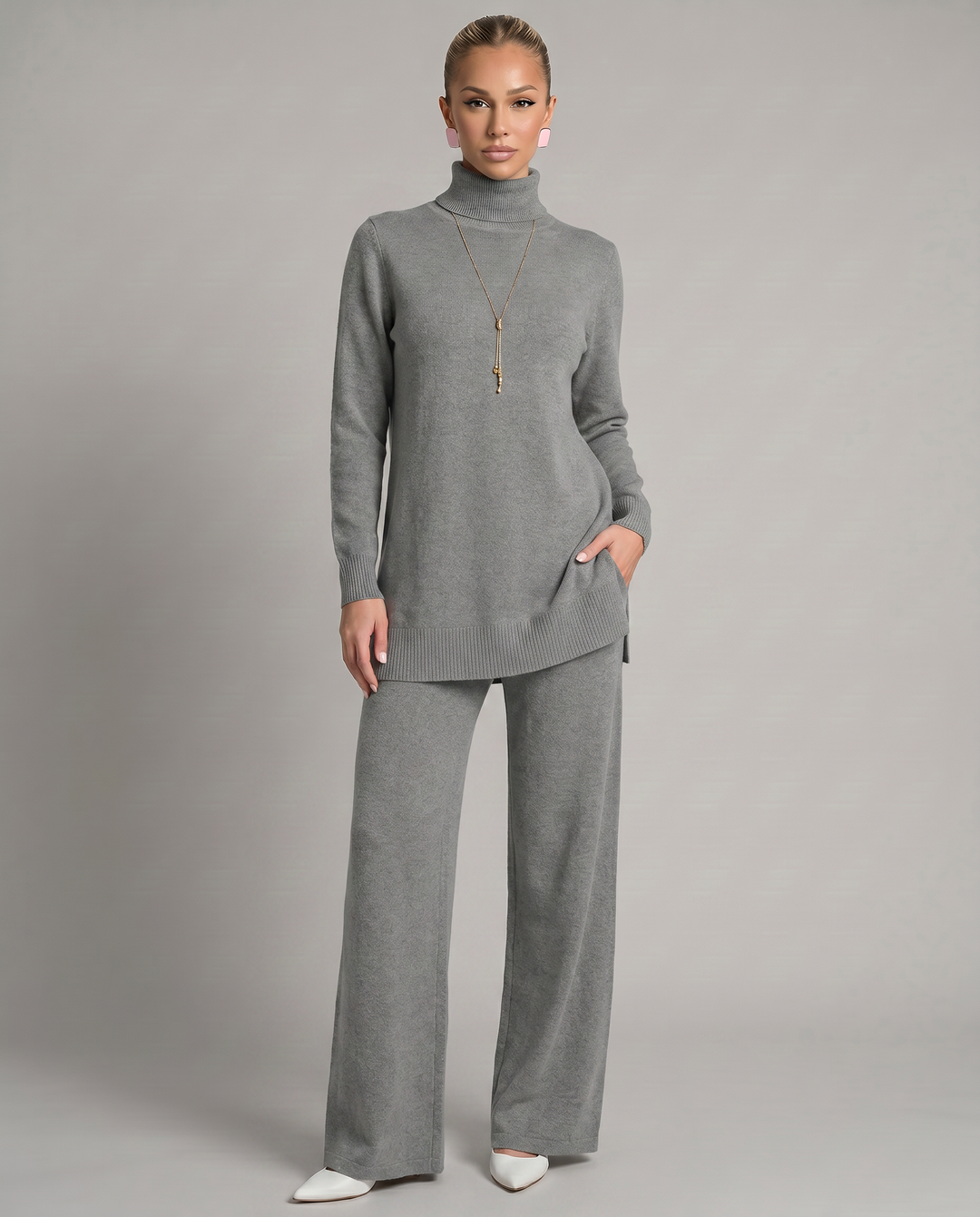 Harper | Knit Set with Wide-Leg Pants