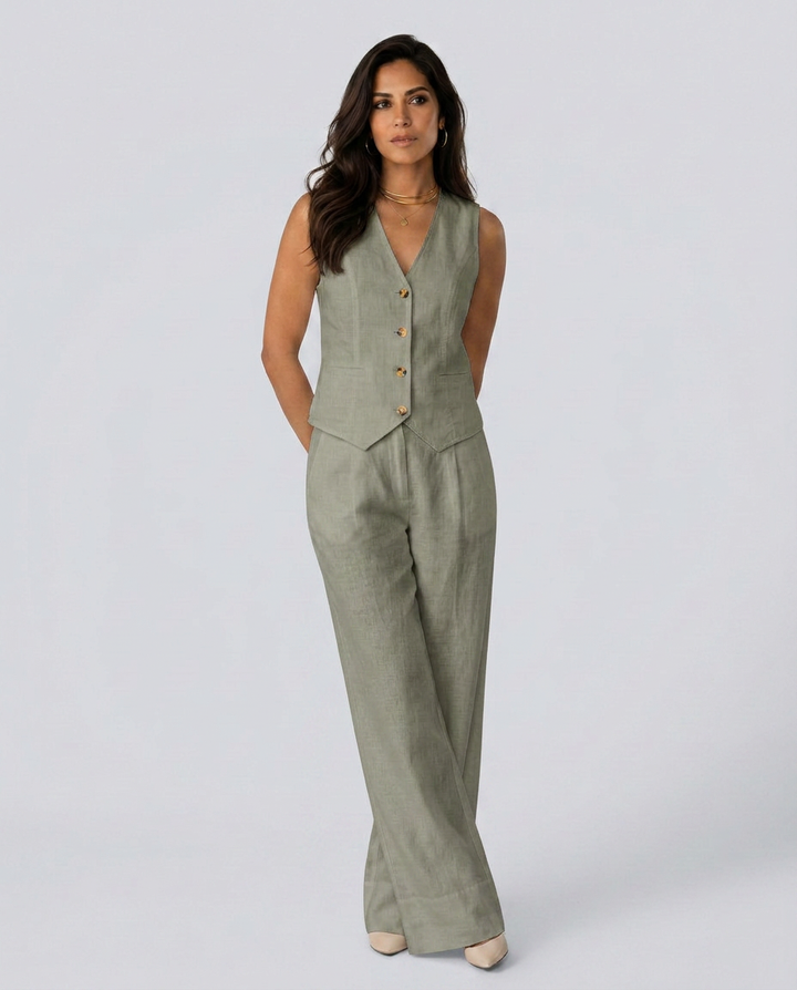 Shirley | Two-Piece Set with Waistcoat and Wide Pants