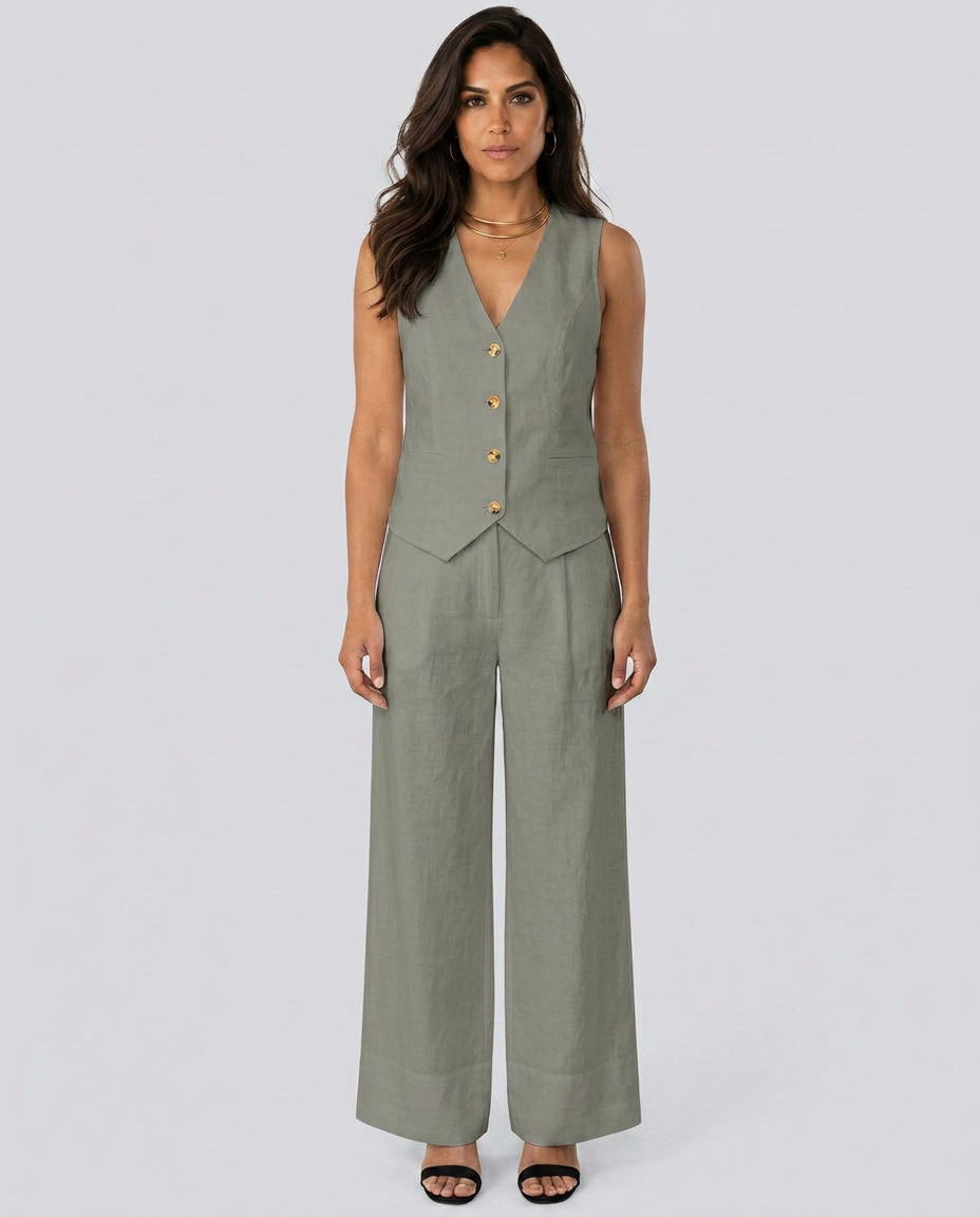 Shirley | Two-Piece Set with Waistcoat and Wide Pants