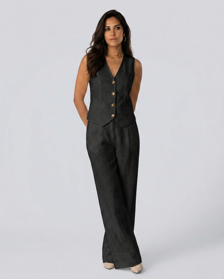 Shirley | Two-Piece Set with Waistcoat and Wide Pants