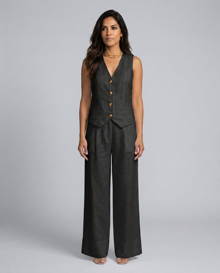 Shirley | Two-Piece Set with Waistcoat and Wide Pants
