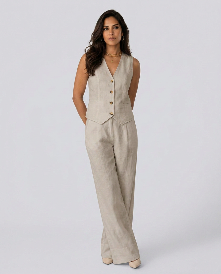 Shirley | Two-Piece Set with Waistcoat and Wide Pants