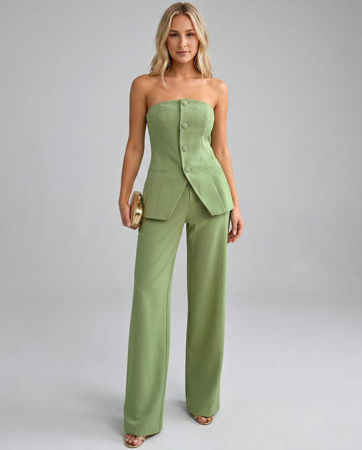 Wendy | Bustier Set with Wide-Leg Pants