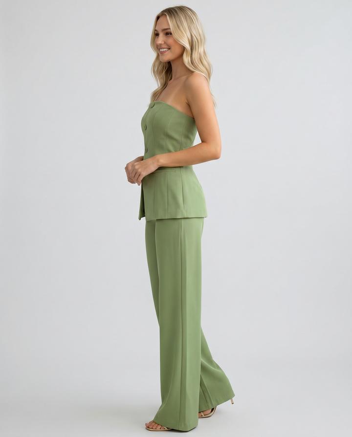 Wendy | Bustier Set with Wide-Leg Pants