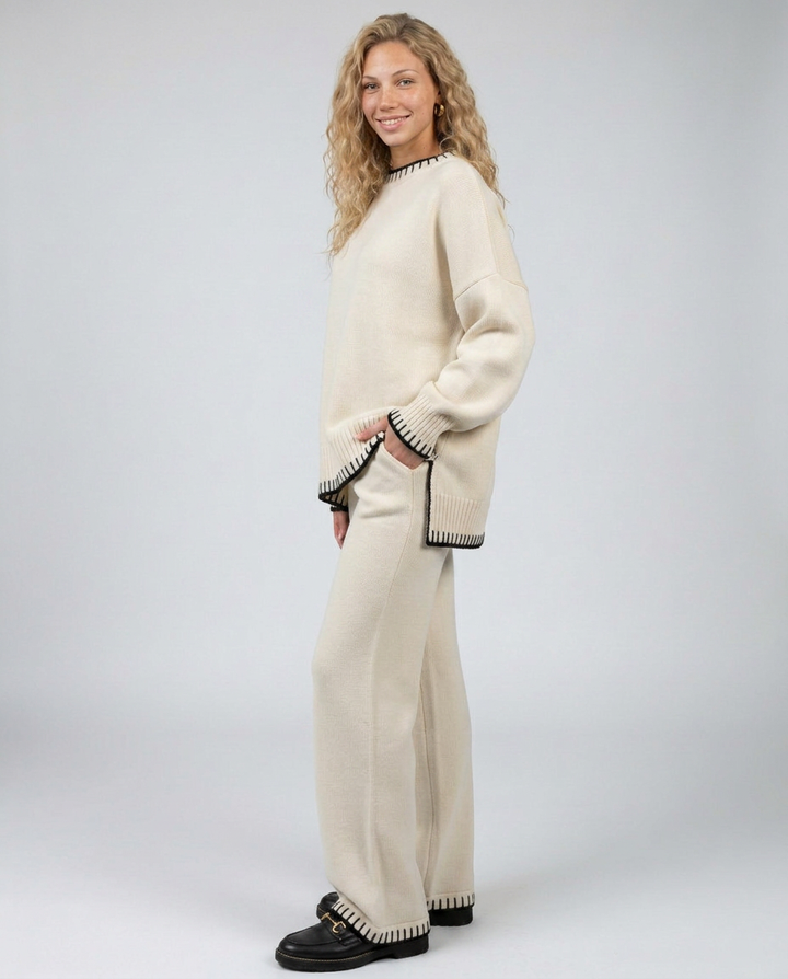Minnie | Knit Lounge Set with Wide-Leg Pants
