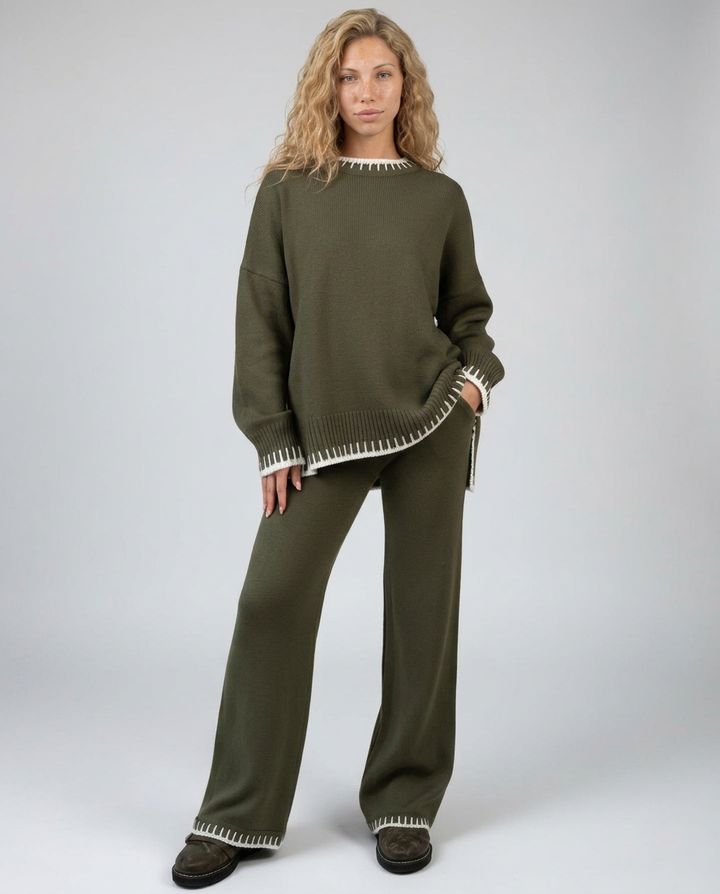 Minnie | Knit Lounge Set with Wide-Leg Pants