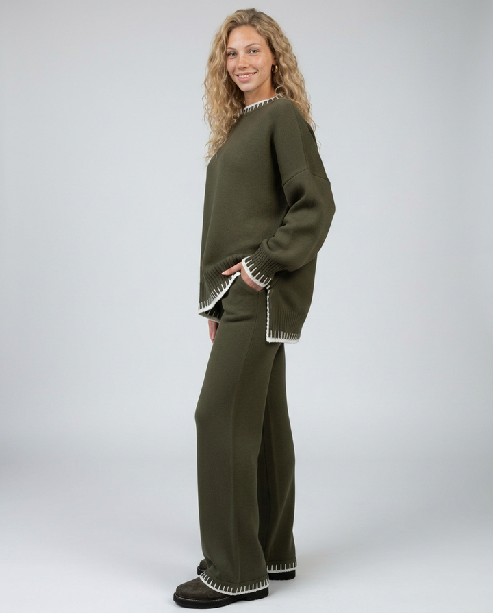 Minnie | Knit Lounge Set with Wide-Leg Pants