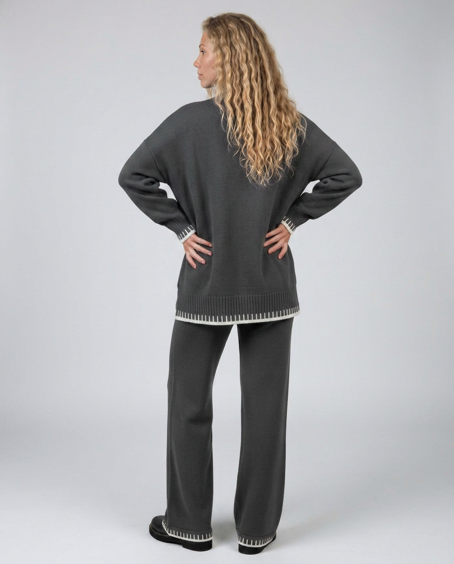 Minnie | Knit Lounge Set with Wide-Leg Pants