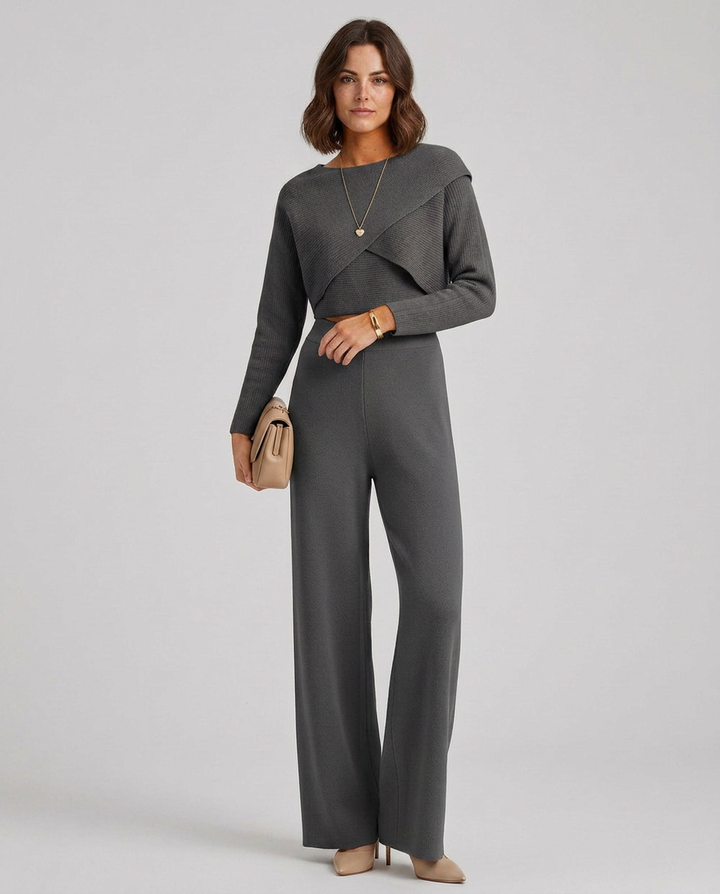 Sarah | Knit Set with Wide-Leg Pants