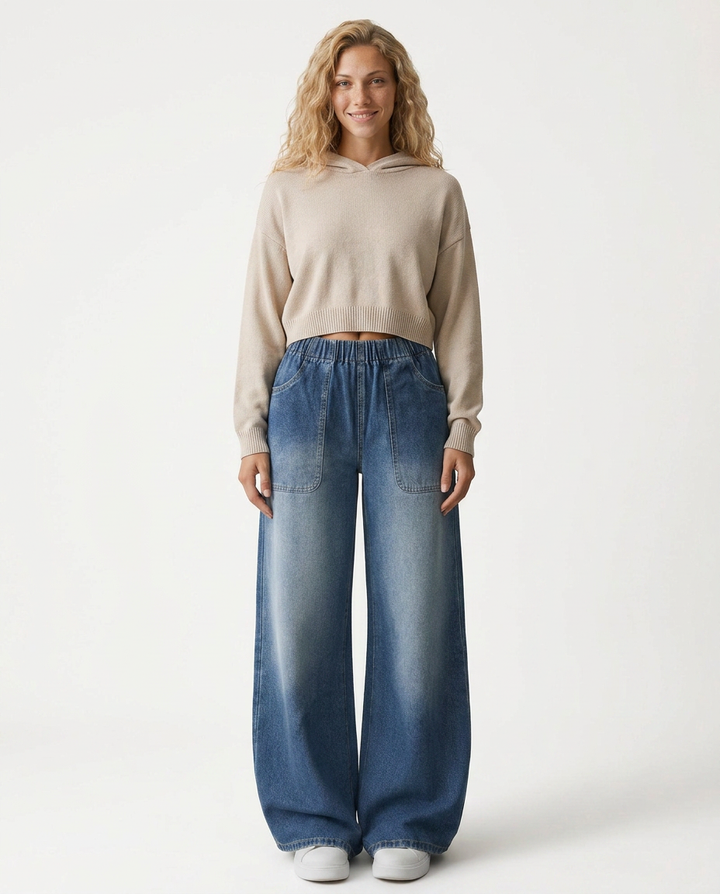 Mari | Wide Leg Pants with Elastic Waist