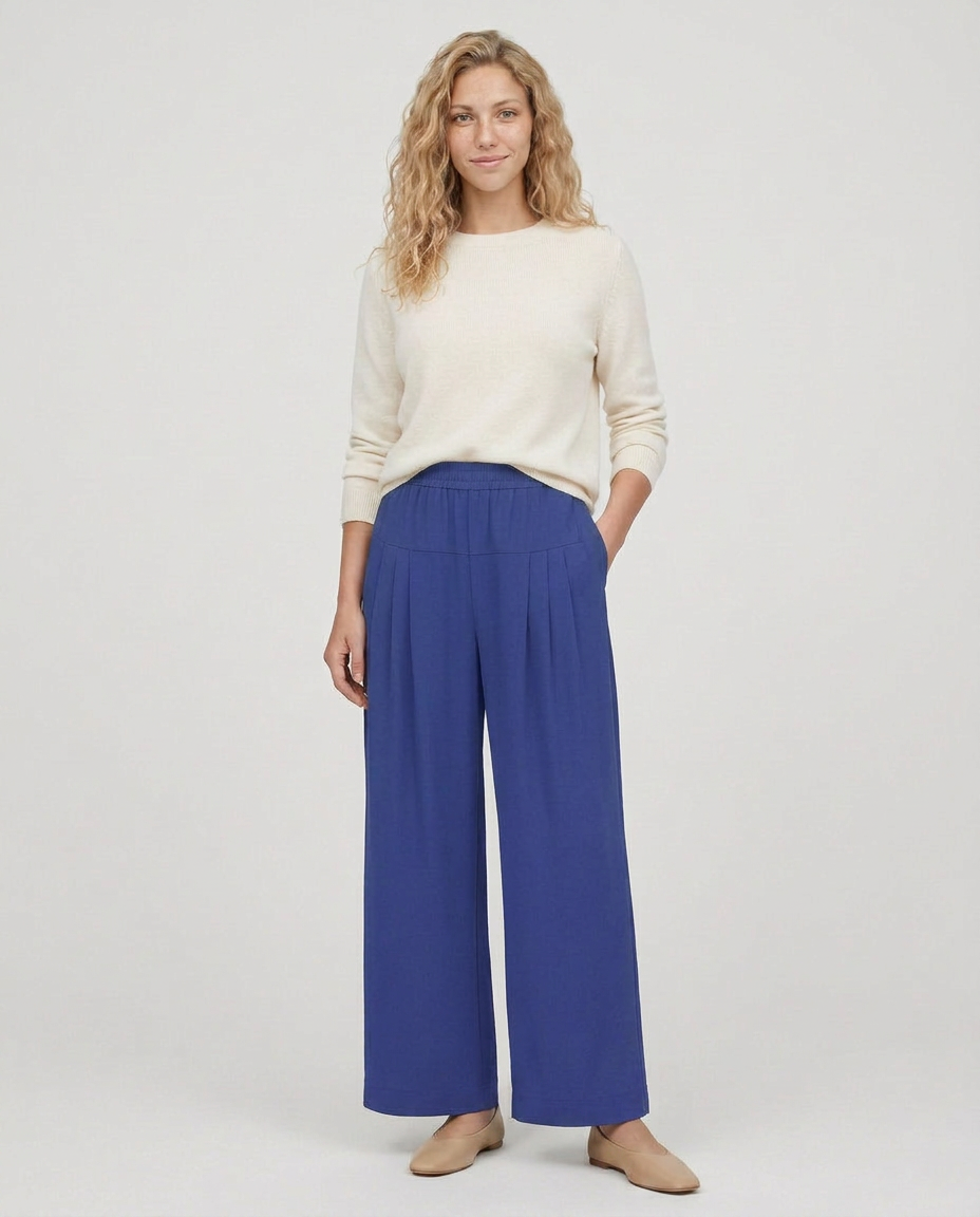 Nona | Wide Leg Pants with Elastic Waistband