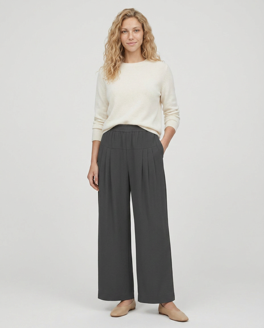 Nona | Wide Leg Pants with Elastic Waistband