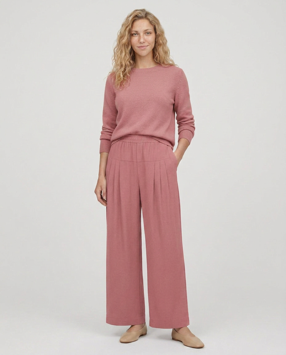 Nona | Wide Leg Pants with Elastic Waistband
